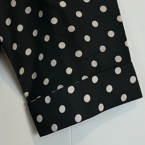 Vintage Ice 100% Silk Black and White Polka Dot Lined Button Front Top Size 1X - Picture 5 of 5